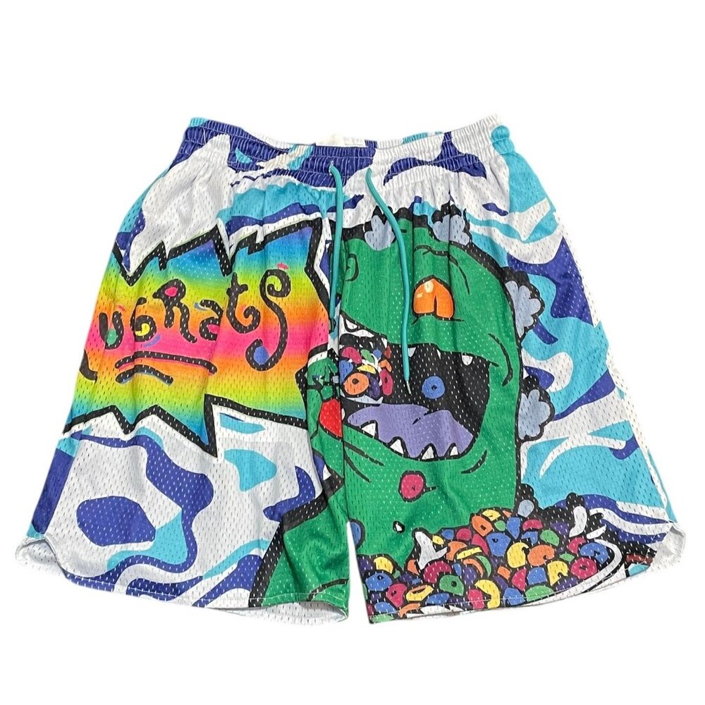 Headgear Classics Rugrats Reptar Mens Pull On Mesh Shorts Sz M 90s TV Cartoon
